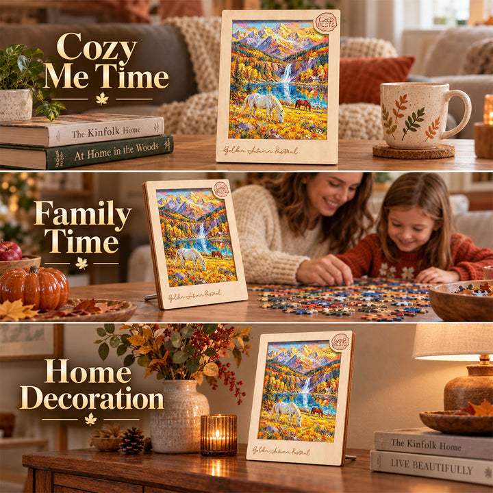 Magnetic Frame Wooden Puzzle - Golden Autumn Pastoral