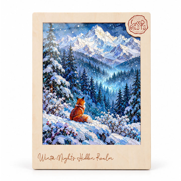 Magnetic Frame Wooden Puzzle - Winter Night’s Hidden Realm