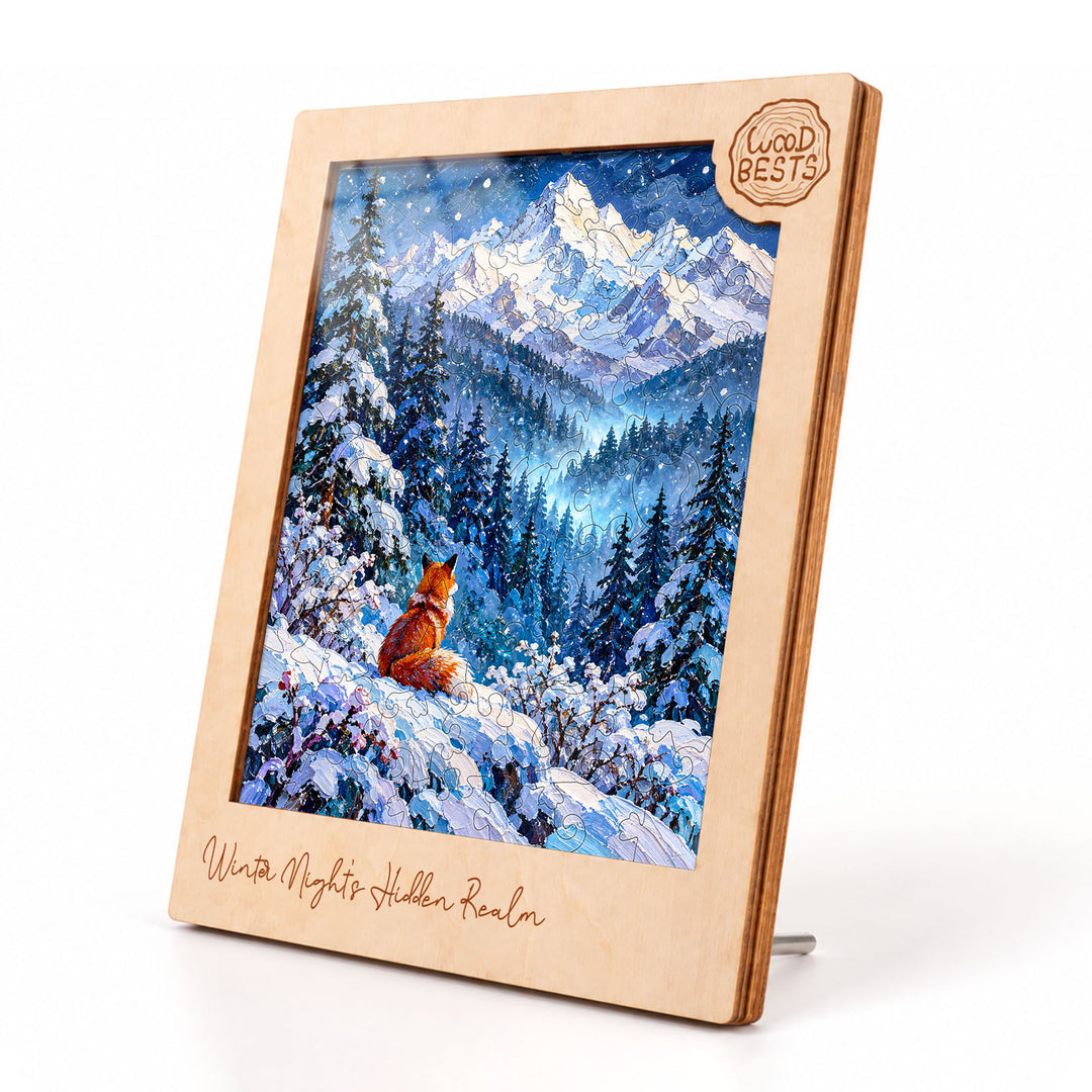 Magnetic Frame Wooden Puzzle - Winter Night’s Hidden Realm