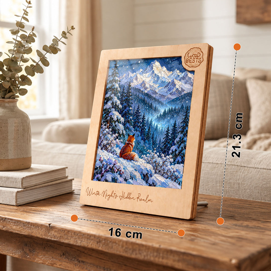 Magnetic Frame Wooden Puzzle - Winter Night’s Hidden Realm