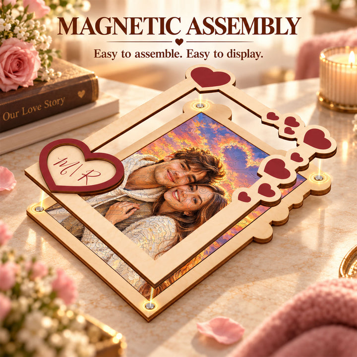 Magnetic Frame Wooden Puzzle - Custom couple photos
