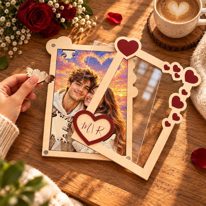 Magnetic Frame Wooden Puzzle - Custom couple photos