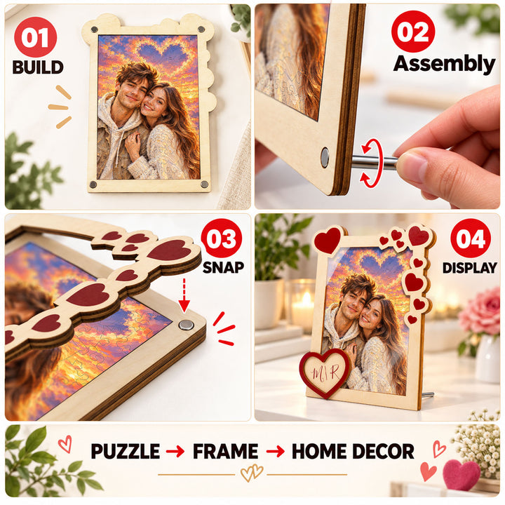 Magnetic Frame Wooden Puzzle - Custom couple photos