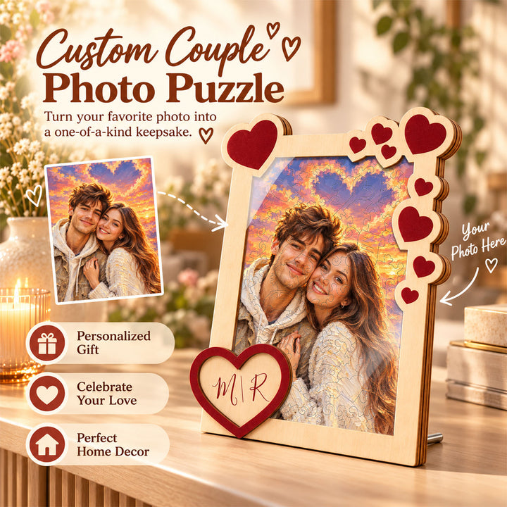Magnetic Frame Wooden Puzzle - Custom couple photos
