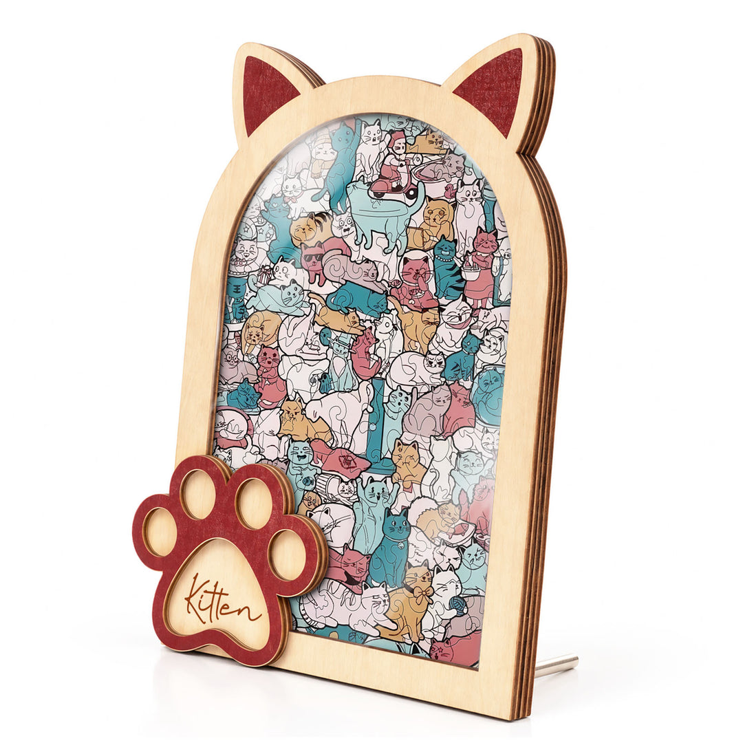 Magnetic Frame Wooden Puzzle - Kitten-1
