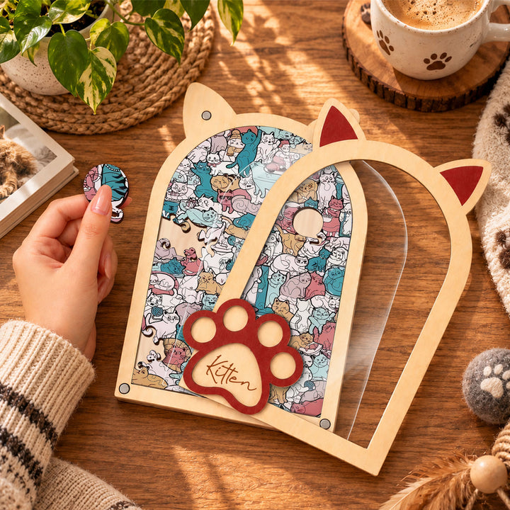 Magnetic Frame Wooden Puzzle - Kitten-1