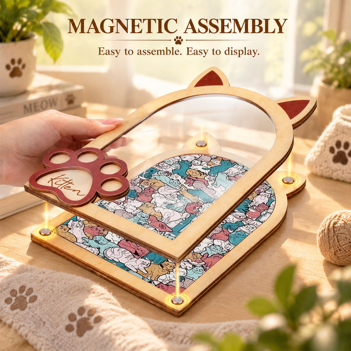 Magnetic Frame Wooden Puzzle - Kitten-1