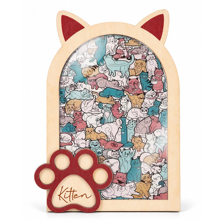 Magnetic Frame Wooden Puzzle - Kitten-1