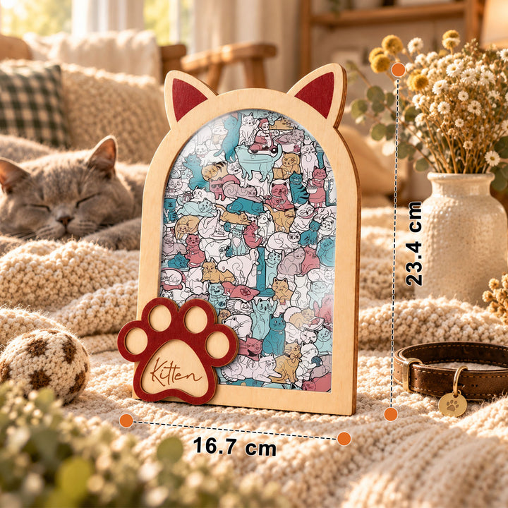 Magnetic Frame Wooden Puzzle - Kitten-1