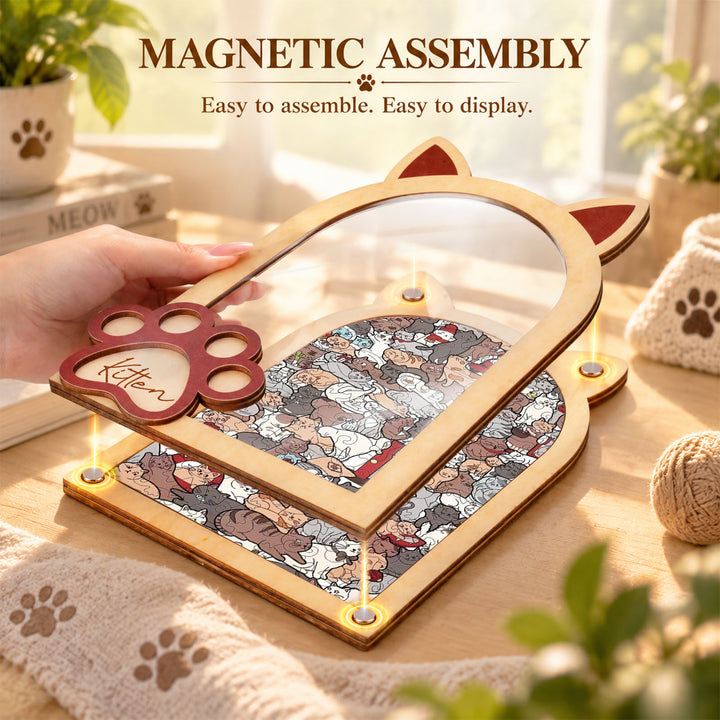 Magnetic Frame Wooden Puzzle - Kitten-2
