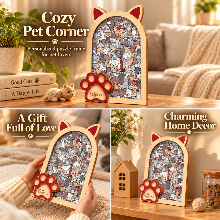 Magnetic Frame Wooden Puzzle - Kitten-2