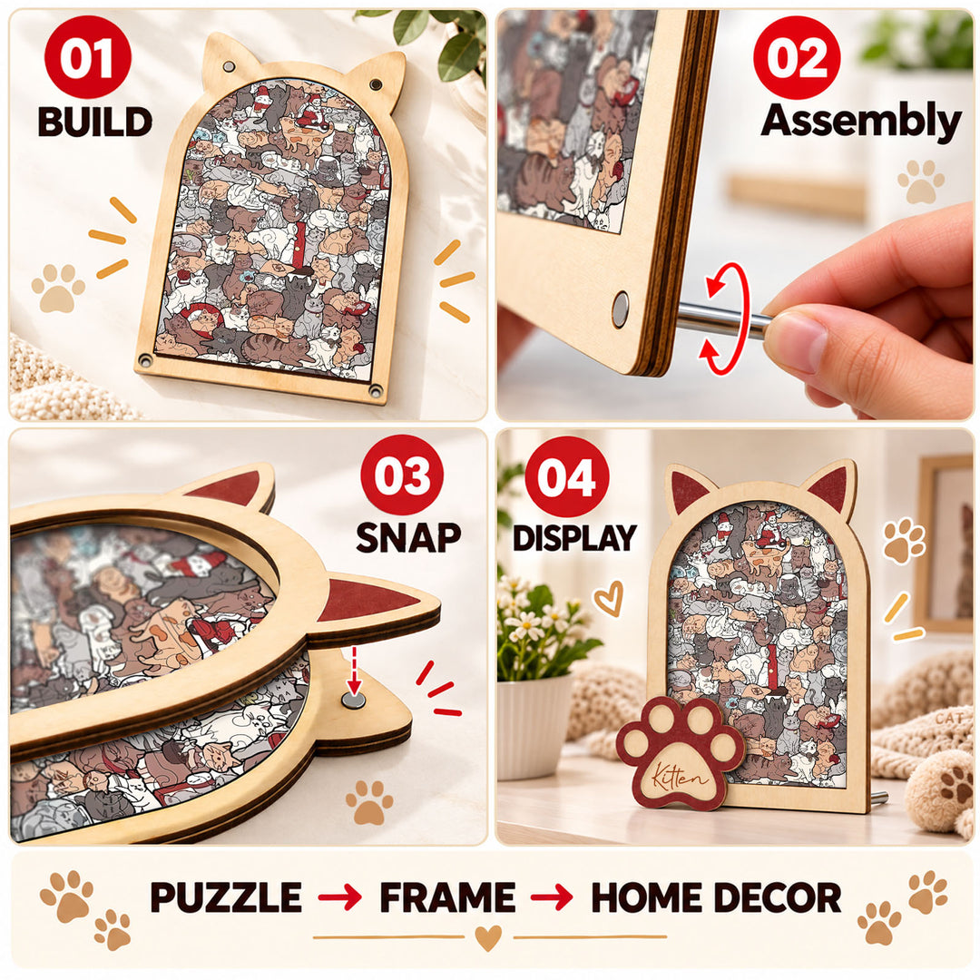 Magnetic Frame Wooden Puzzle - Kitten-2