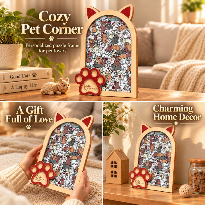 Magnetic Frame Wooden Puzzle - Kitten-3