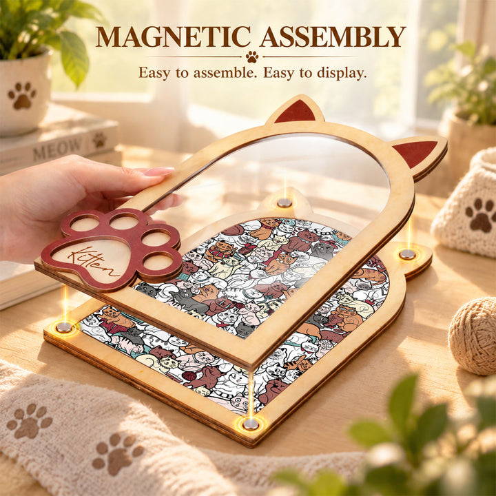 Magnetic Frame Wooden Puzzle - Kitten-3
