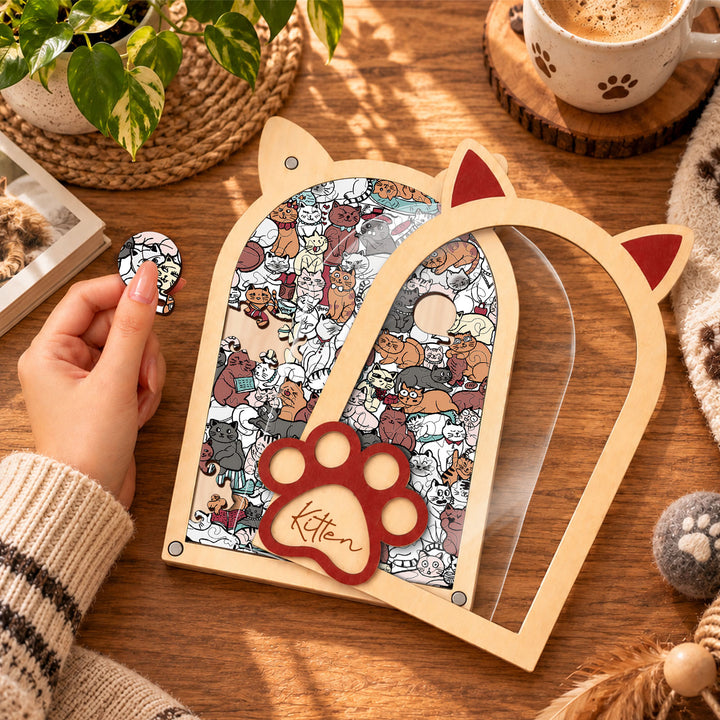 Magnetic Frame Wooden Puzzle - Kitten-3