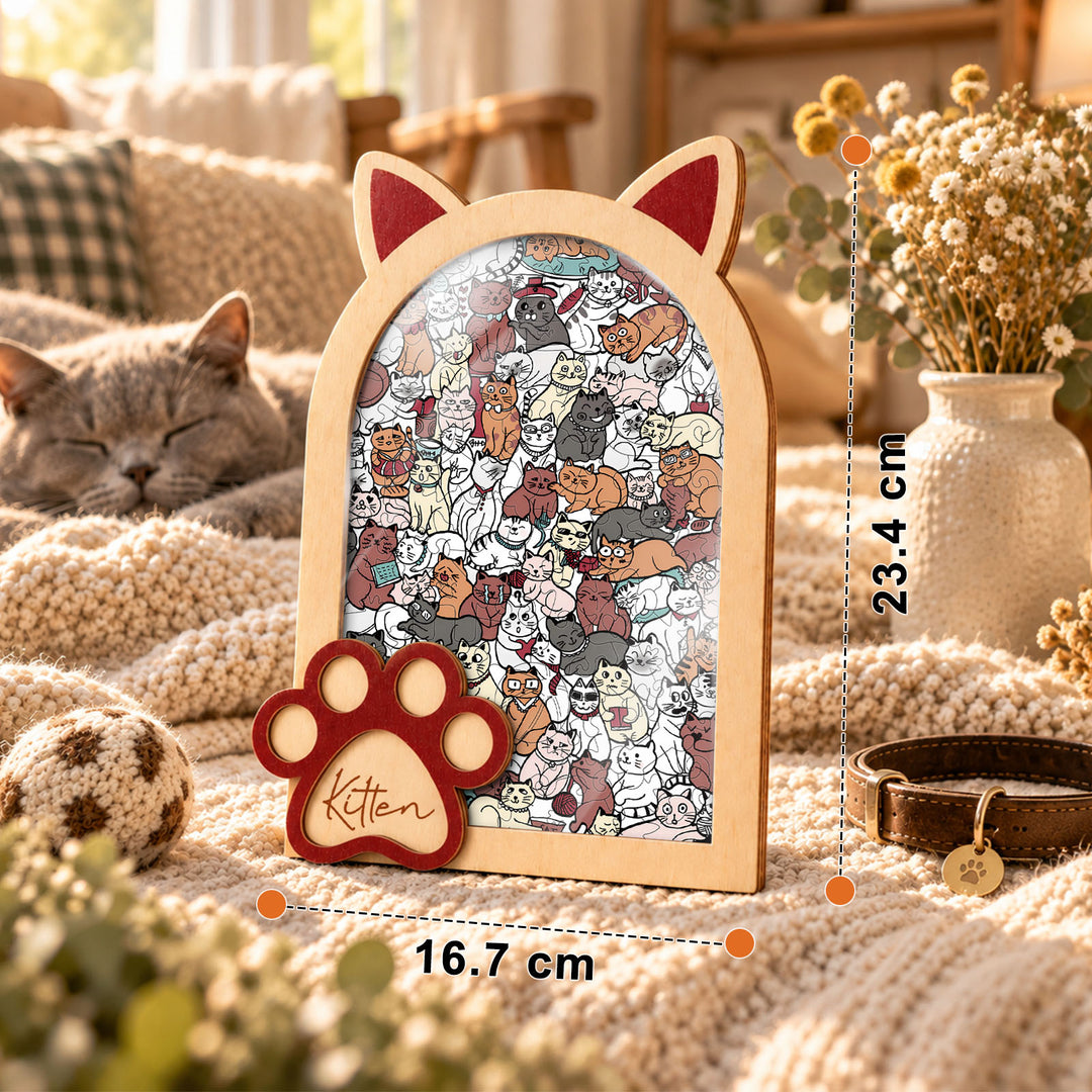 Magnetic Frame Wooden Puzzle - Kitten-3