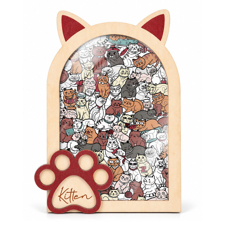 Magnetic Frame Wooden Puzzle - Kitten-3