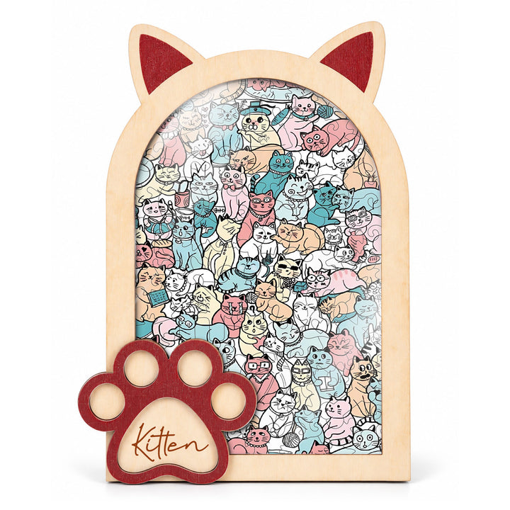 Magnetic Frame Wooden Puzzle - Kitten-4