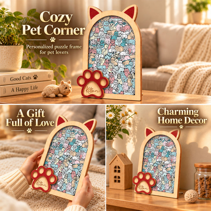 Magnetic Frame Wooden Puzzle - Kitten-4