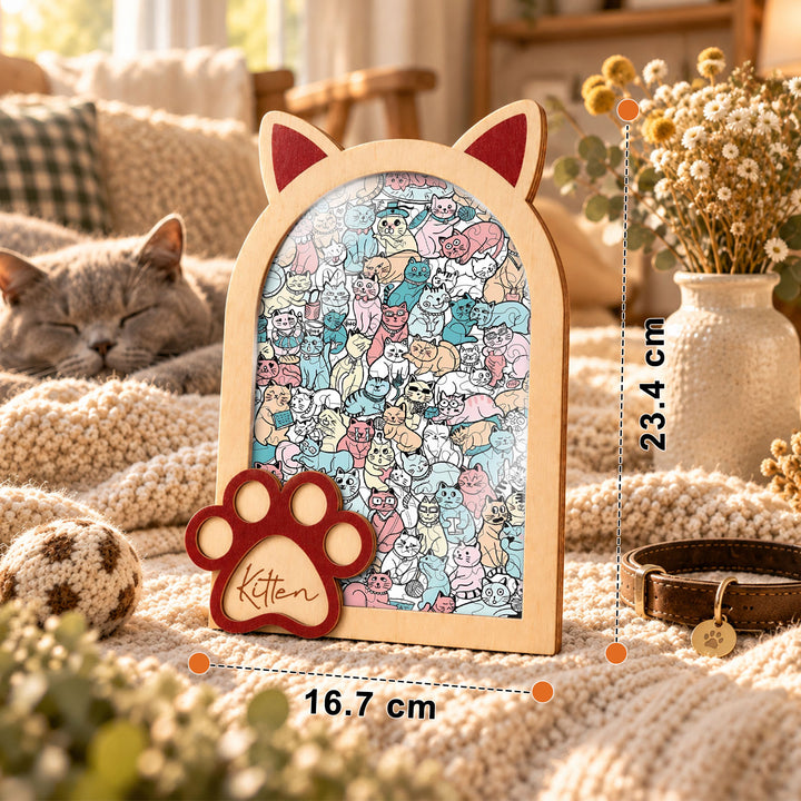 Magnetic Frame Wooden Puzzle - Kitten-4