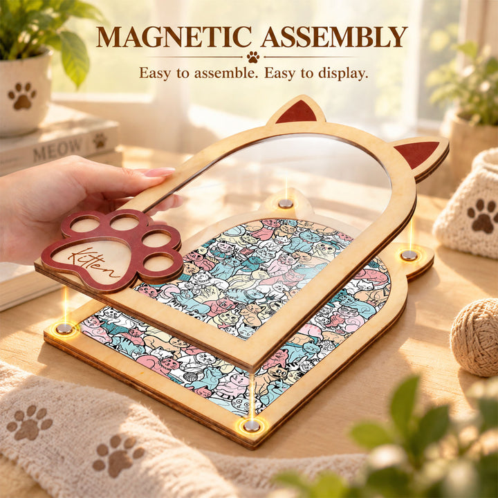 Magnetic Frame Wooden Puzzle - Kitten-4