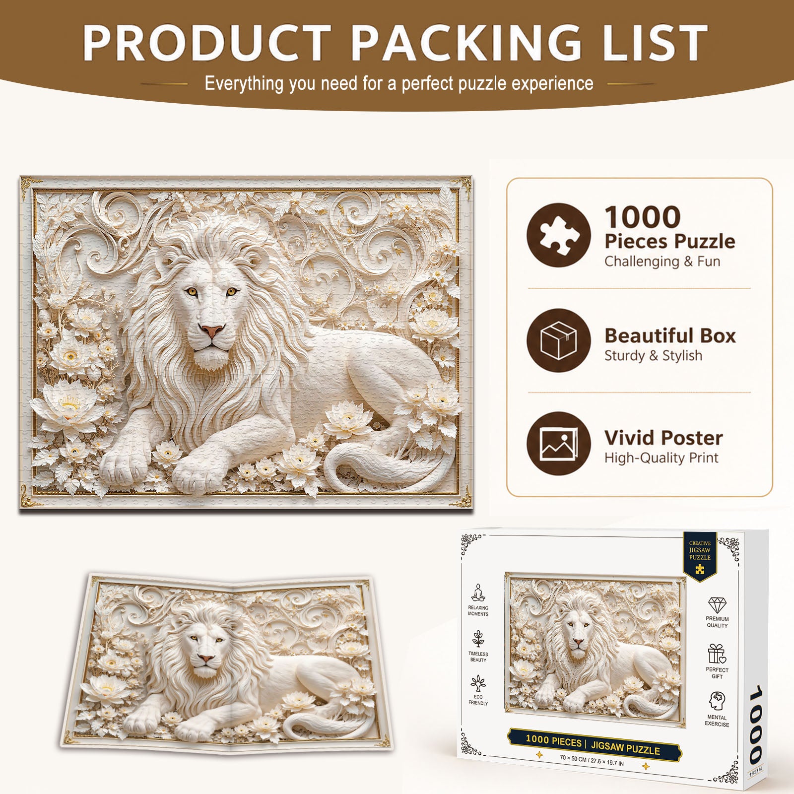 White Lion Guardian 1000 Piece Puzzle