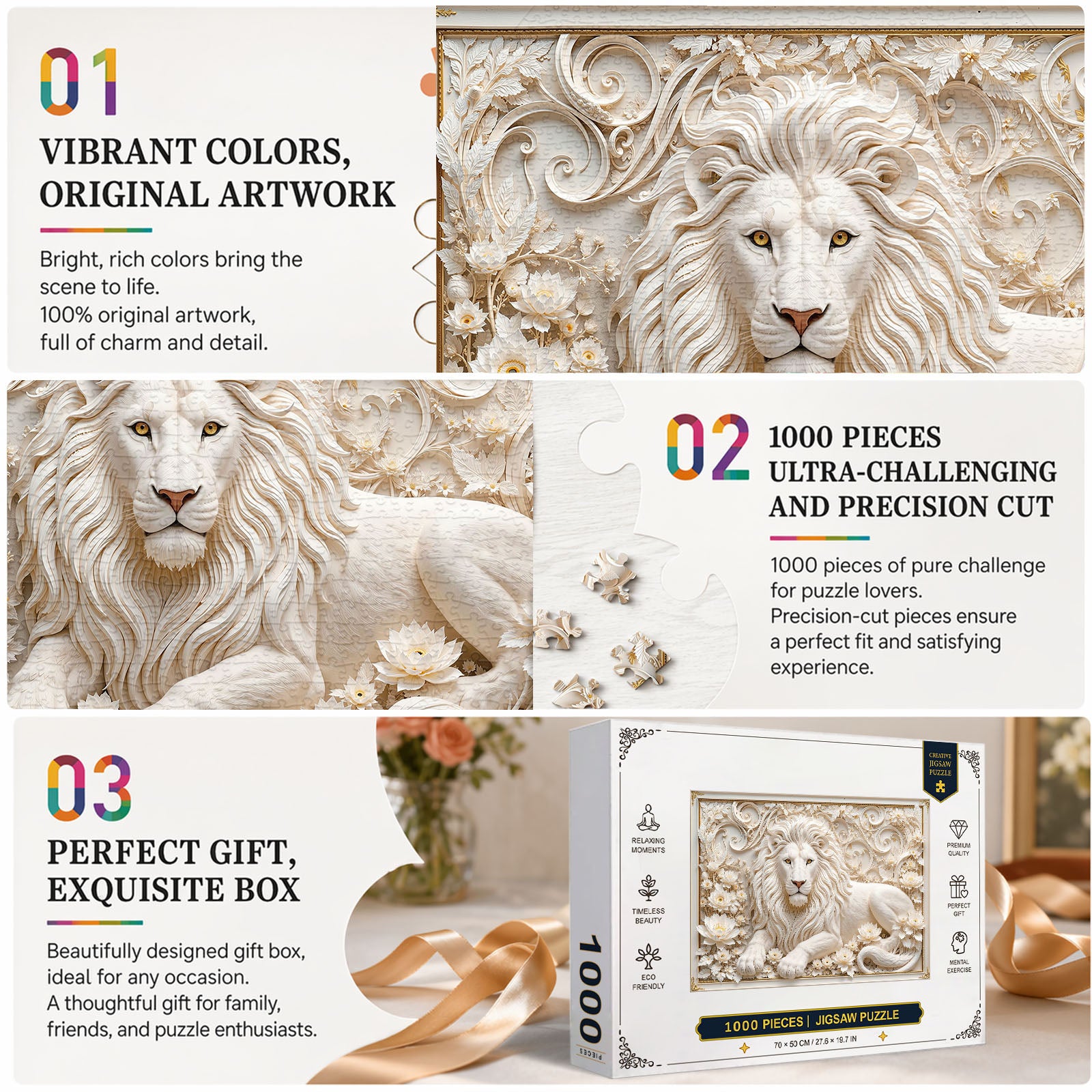 White Lion Guardian 1000 Piece Puzzle
