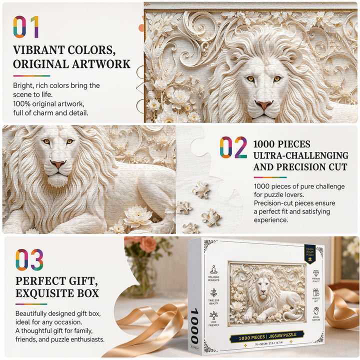 White Lion Guardian 1000 Piece Puzzle