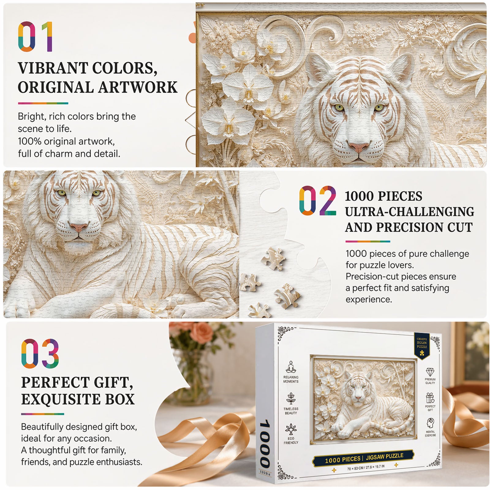 White Tiger Majesty 1000 Piece Puzzle