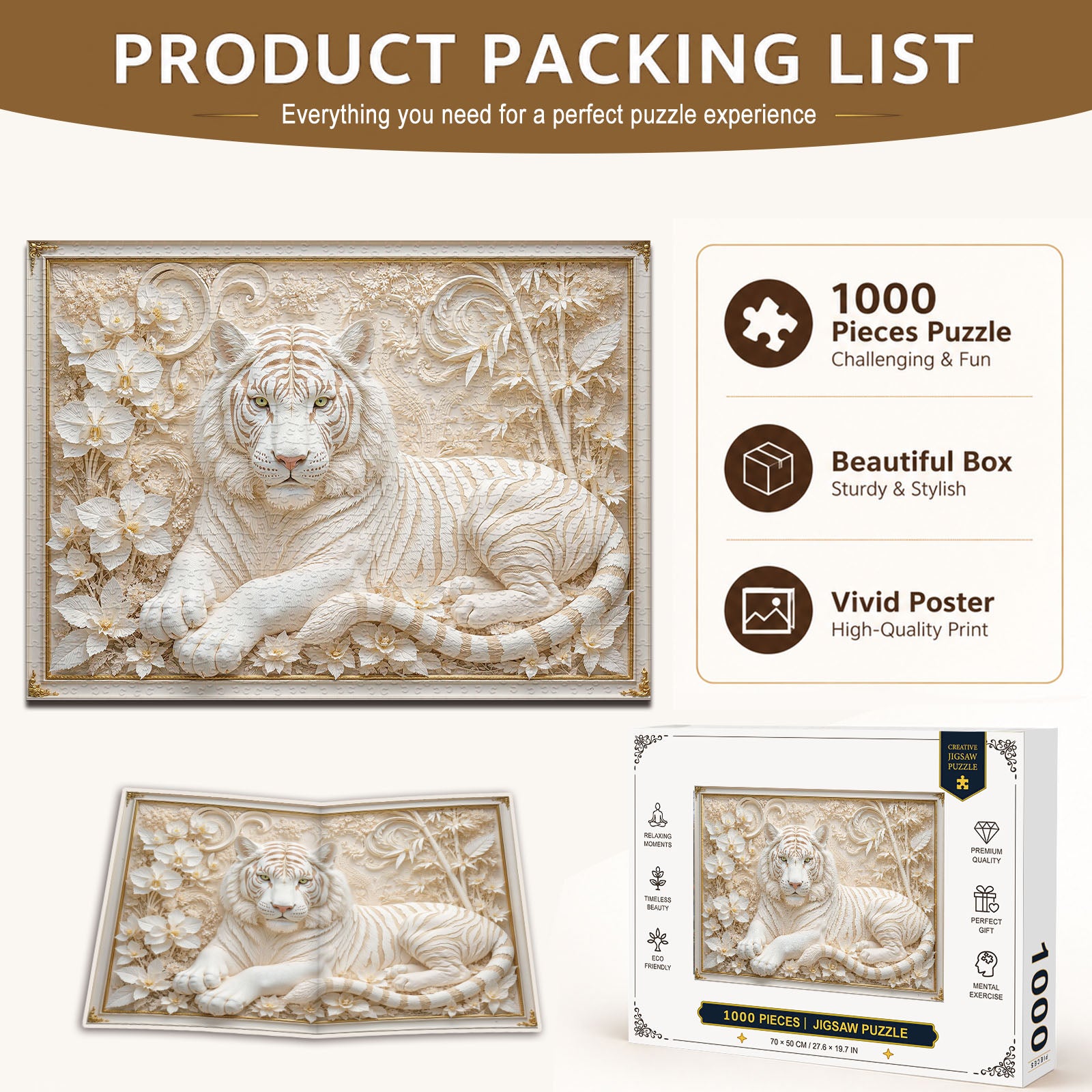 White Tiger Majesty 1000 Piece Puzzle