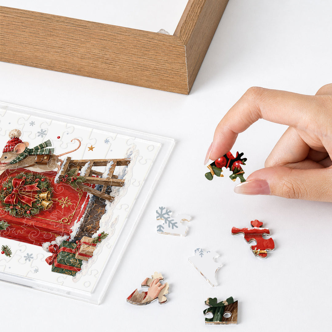 Double Sided Acrylic Jigsaw - Winter Christmas Messenger