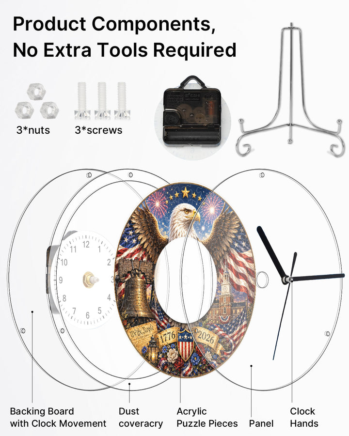 Kit DIY Horloge Puzzle Acrylique - Aigle Majestueux Liberté