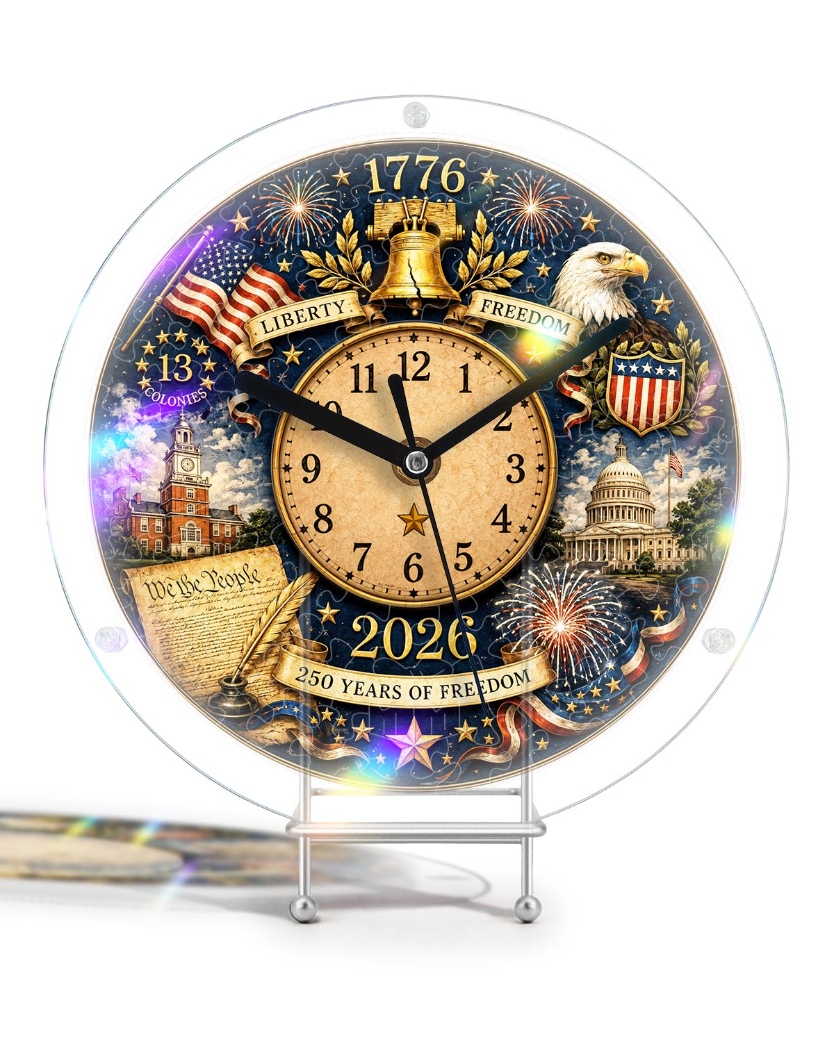 DIY Acrylpuzzle-Uhr Bausatz - 250 Jahre Freiheit