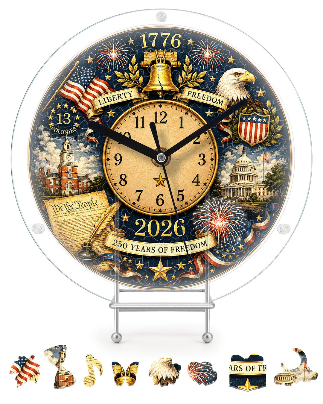 DIY Acrylic Puzzle Clock Kit - 250 Years Freedom
