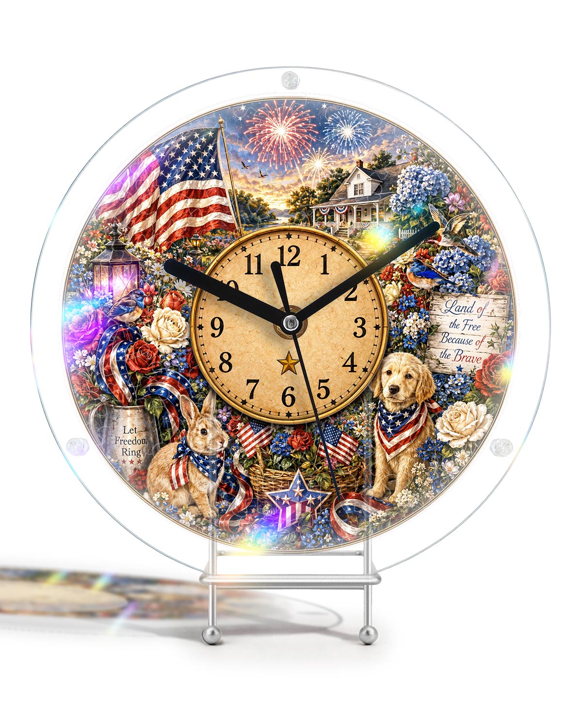 DIY Acrylpuzzle-Uhr Bausatz - Patriotische Haustiere Hütte