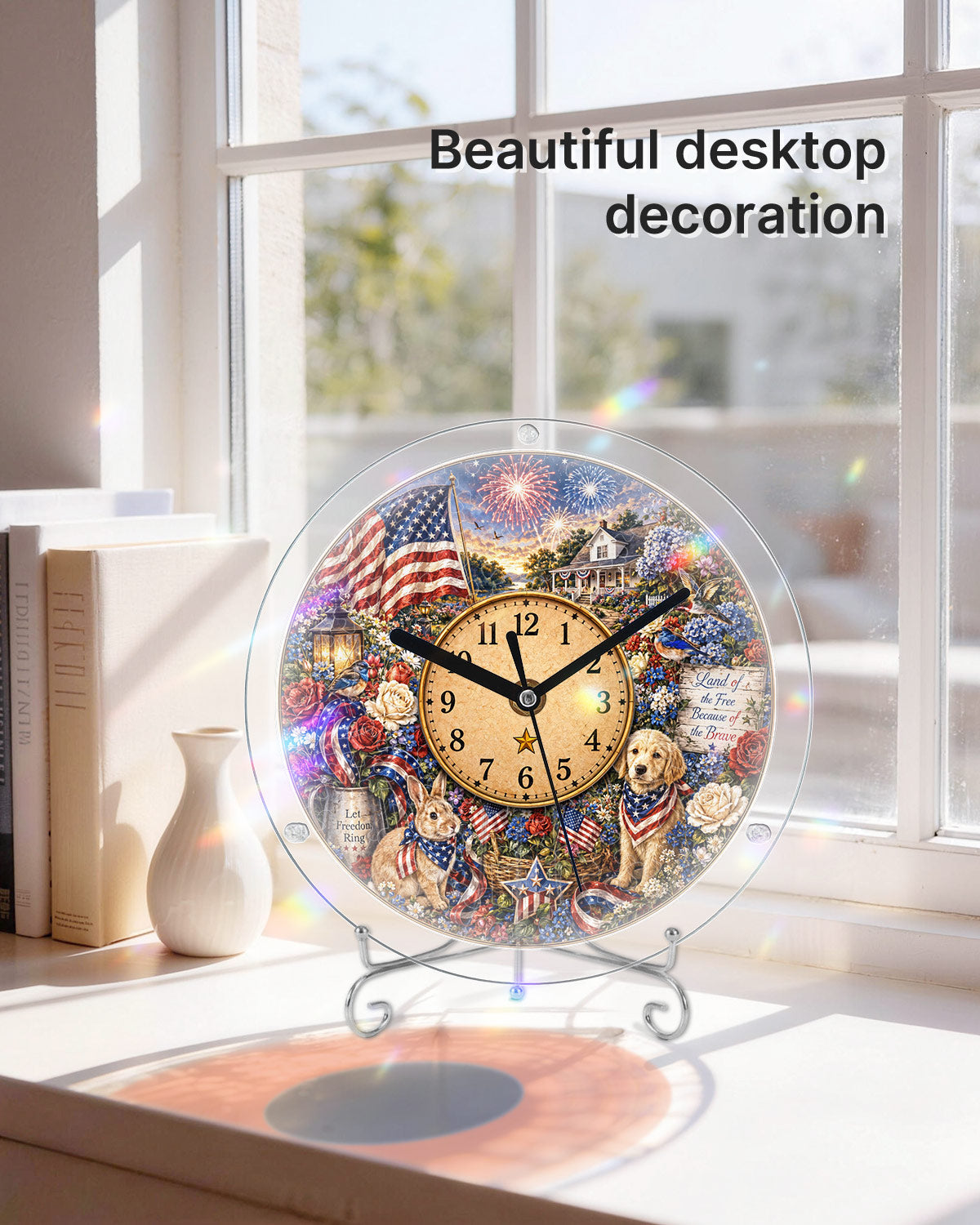 Kit DIY Horloge Puzzle Acrylique - Cottage des Animaux Patriotiques