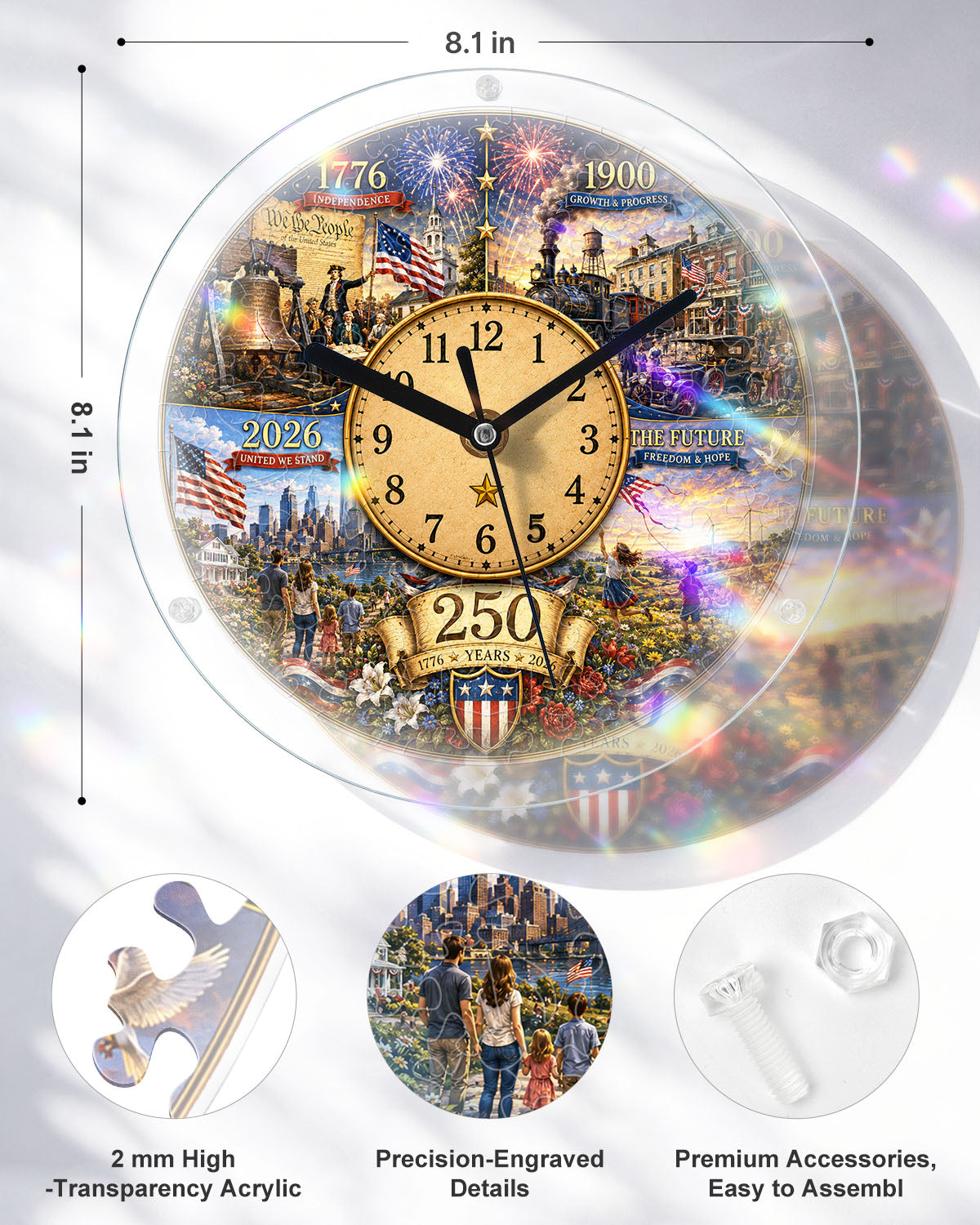 DIY Acrylpuzzle-Uhr Bausatz - Geschichtliche Zeitleiste Evolution