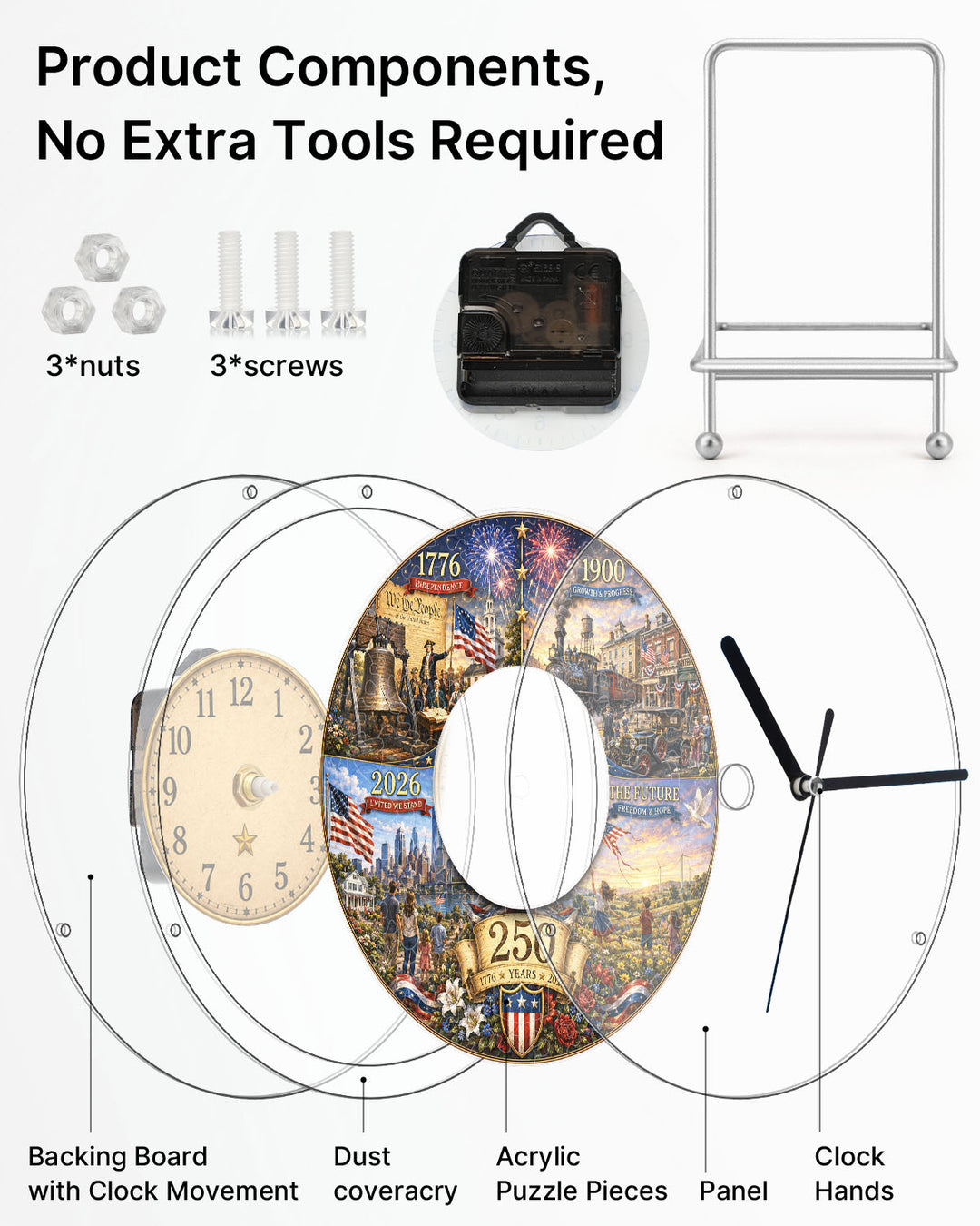 DIY Acrylic Puzzle Clock Kit - History Timeline Evolution