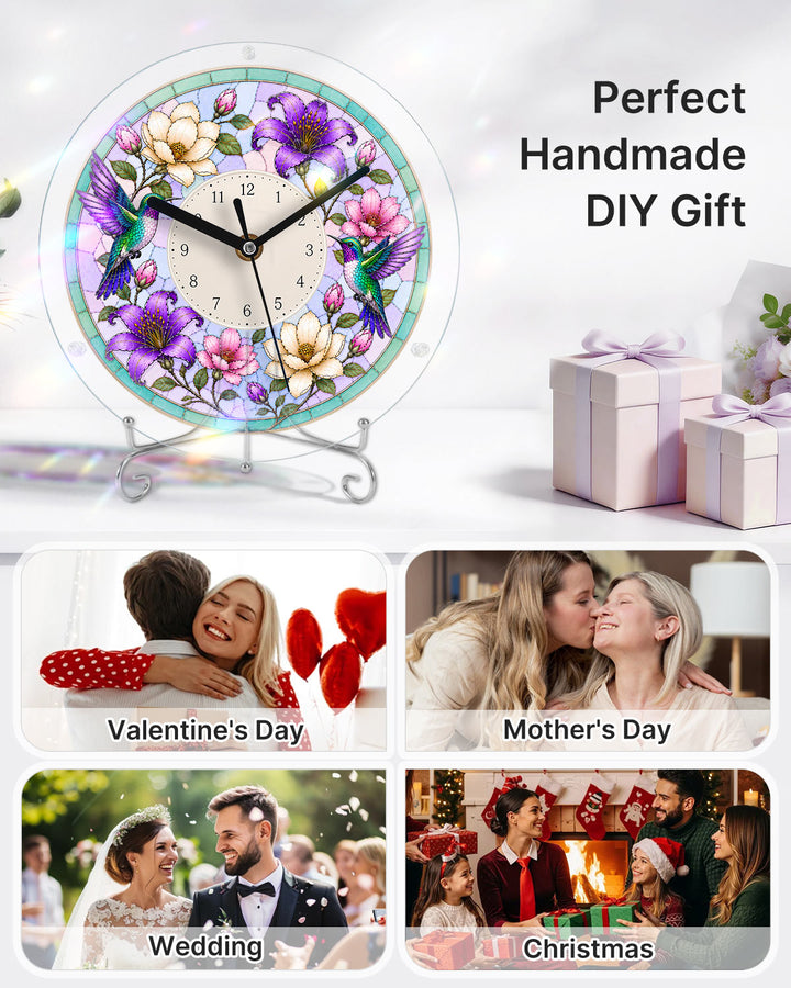Kit DIY Horloge Puzzle Acrylique - Floraison des Colibris de Printemps
