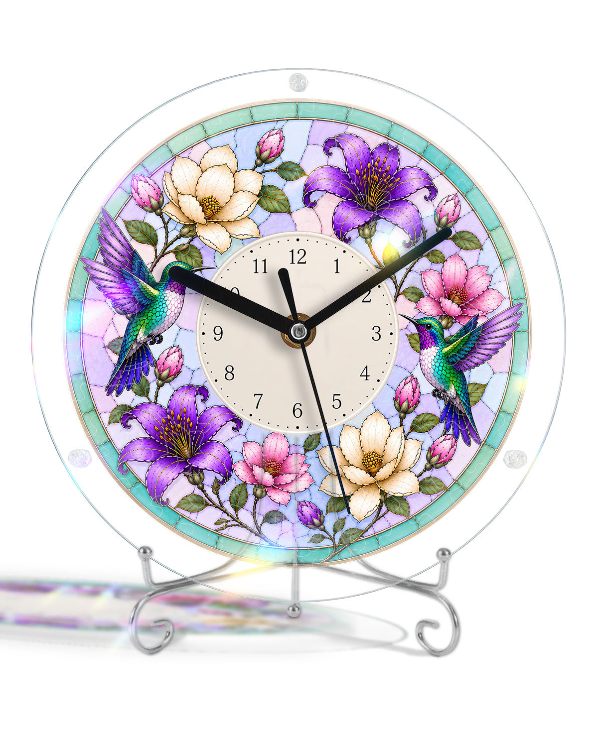 DIY Acrylpuzzle-Uhr Bausatz - Frühling Kolibris Blüte