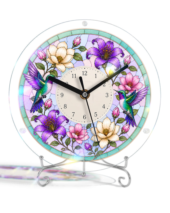 Kit DIY Horloge Puzzle Acrylique - Floraison des Colibris de Printemps