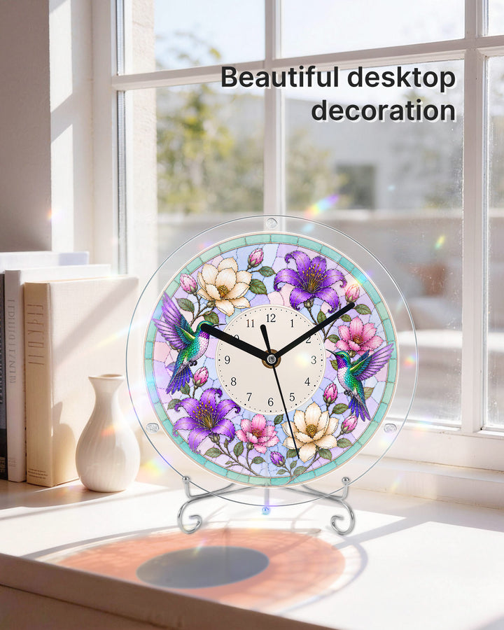 Kit DIY Horloge Puzzle Acrylique - Floraison des Colibris de Printemps