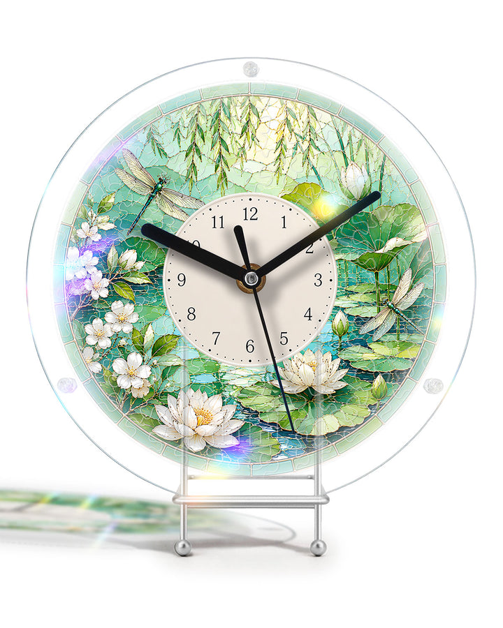 Kit d'horloge de puzzle en acrylique à faire soi-même - Étang de lotus d'été