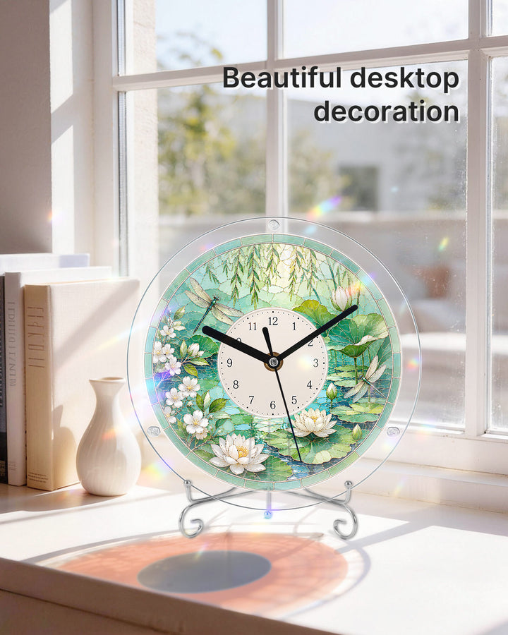 Kit DIY Horloge Puzzle Acrylique - Étang de Lotus d'Été