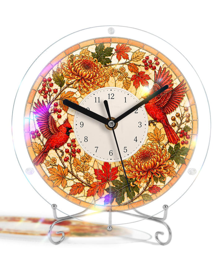 DIY Acrylpuzzle-Uhr Bausatz - Herbst Kardinäle Laub