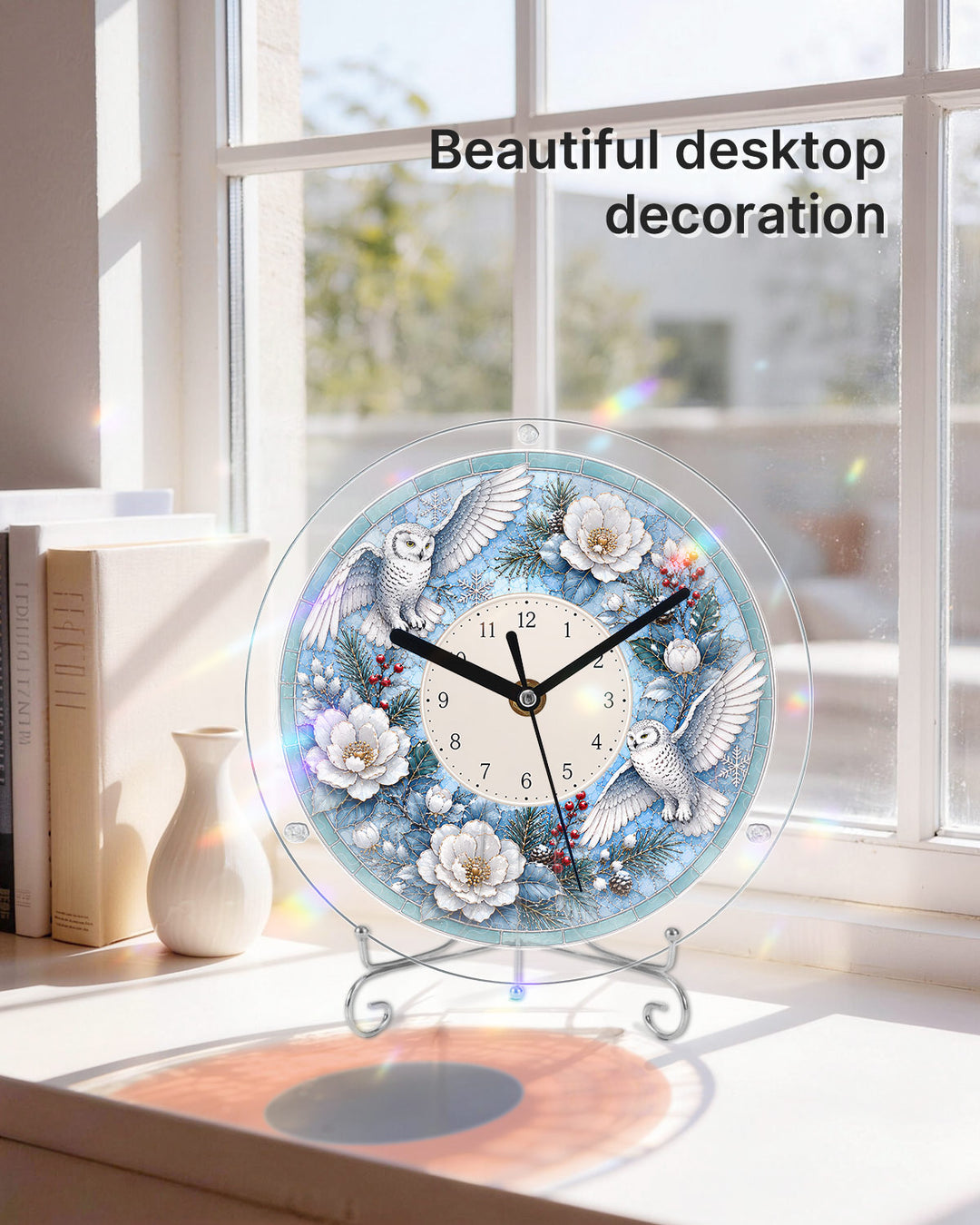 DIY Acrylpuzzle-Uhr Bausatz - Winter Schneeeulen