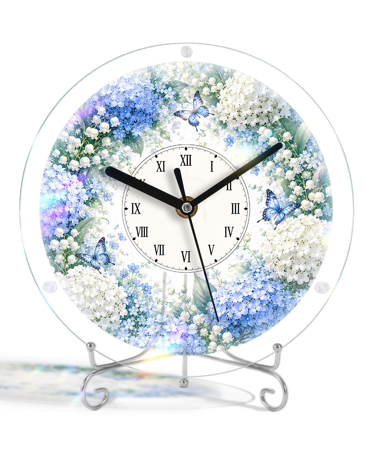 DIY Acrylpuzzle-Uhr Bausatz - Blauer Hortensiengarten