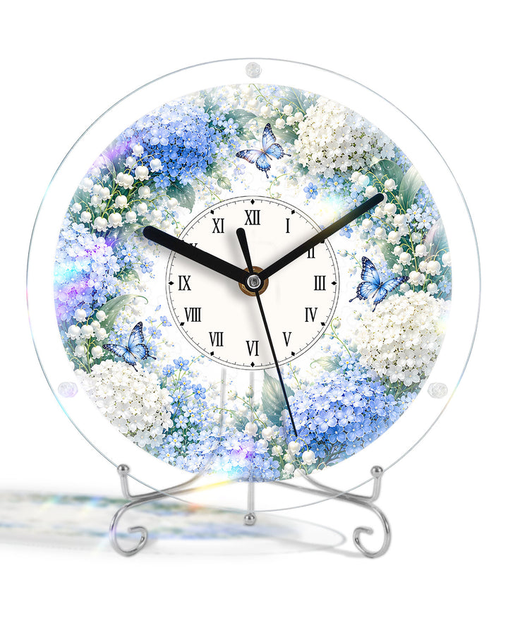 Kit DIY Horloge Puzzle Acrylique - Jardin d'Hortensias Bleus