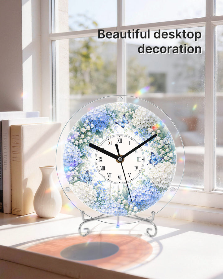 Kit DIY Horloge Puzzle Acrylique - Jardin d'Hortensias Bleus