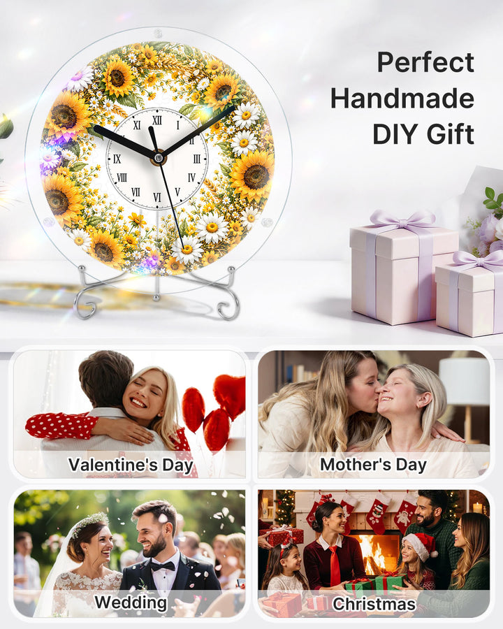 Kit DIY Horloge Puzzle Acrylique - Champ de Tournesols Dorés